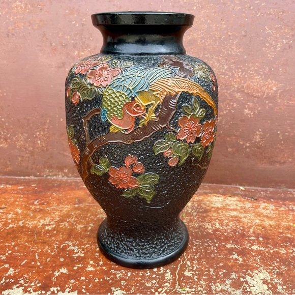 Vintage Large Japanese Tokanabe Ware Vase Pottery Hand Painted Floral Asian - Picture 1 of 11